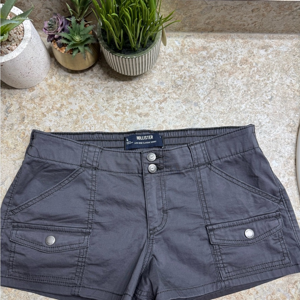 Hollister Gray Cargo Shorts Casual Cotton Blend